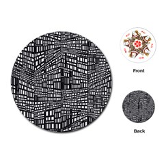 Recursive Subdivision Between 5 Source Lines Screen Black Playing Cards (round)  by Simbadda