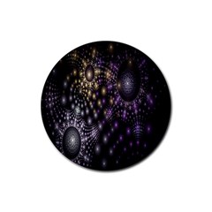 Fractal Patterns Dark Circles Rubber Coaster (round)  by Simbadda
