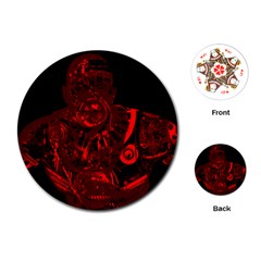 Warrior - Red Playing Cards (round)  by Valentinaart
