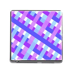 Geometric Plaid Gingham Diagonal Memory Card Reader (square) by Simbadda