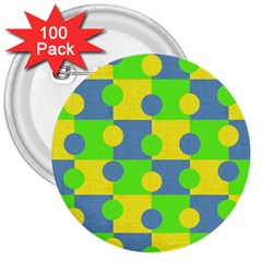 Abric Cotton Bright Blue Lime 3  Buttons (100 Pack)  by Simbadda