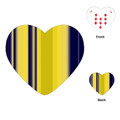 Yellow Blue Background Stripes Playing Cards (heart)  by Simbadda