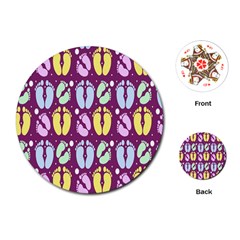 Baby Feet Patterned Backing Paper Pattern Playing Cards (round)  by Simbadda