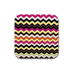 Colorful Chevron Pattern Stripes Pattern Rubber Square Coaster (4 Pack)  by Simbadda