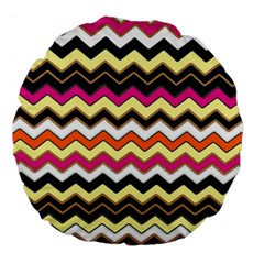 Colorful Chevron Pattern Stripes Pattern Large 18  Premium Flano Round Cushions by Simbadda