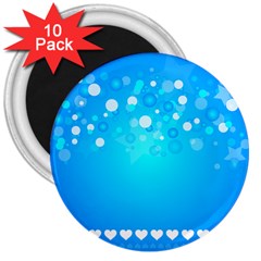 Blue Dot Star 3  Magnets (10 Pack)  by Simbadda