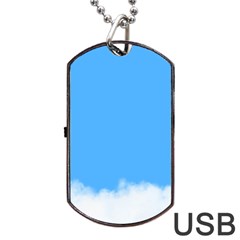 Blue Sky Clouds Day Dog Tag Usb Flash (one Side) by Simbadda