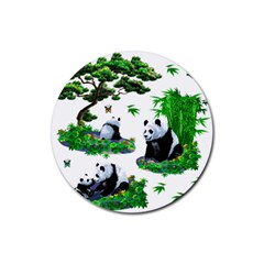 Cute Panda Cartoon Rubber Coaster (round)  by Simbadda