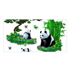 Cute Panda Cartoon Satin Shawl by Simbadda