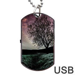 Sky Landscape Nature Clouds Dog Tag Usb Flash (two Sides) by Simbadda