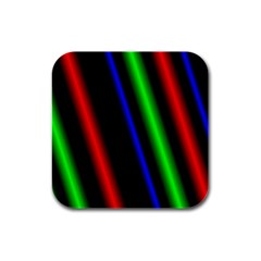 Multi Color Neon Background Rubber Square Coaster (4 Pack)  by Simbadda