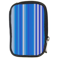 Color Stripes Blue White Pattern Compact Camera Cases by Simbadda