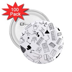 Furniture Black Decor Pattern 2 25  Buttons (100 Pack)  by Simbadda