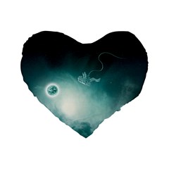 Astronaut Space Travel Gravity Standard 16  Premium Flano Heart Shape Cushions by Simbadda