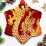 Fabric Pattern Dragon Embroidery Texture Snowflake Ornament (Two Sides) Front