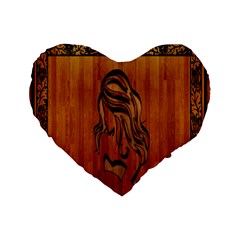 Pattern Shape Wood Background Texture Standard 16  Premium Flano Heart Shape Cushions by Simbadda