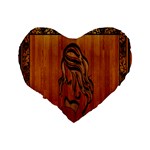 Pattern Shape Wood Background Texture Standard 16  Premium Flano Heart Shape Cushions Back
