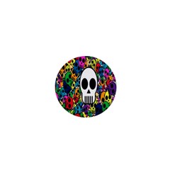 Skull Background Bright Multi Colored 1  Mini Magnets by Simbadda