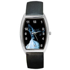 Blue Sphynx Cat Barrel Style Metal Watch by Valentinaart