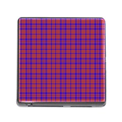 Pattern Plaid Geometric Red Blue Memory Card Reader (square) by Simbadda