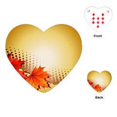 Background Leaves Dry Leaf Nature Playing Cards (heart)  by Simbadda