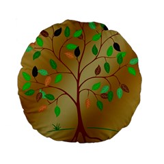 Tree Root Leaves Contour Outlines Standard 15  Premium Flano Round Cushions by Simbadda