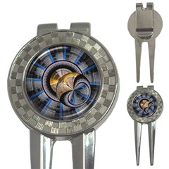 Fractal Tech Disc Background 3-in-1 Golf Divots by Simbadda