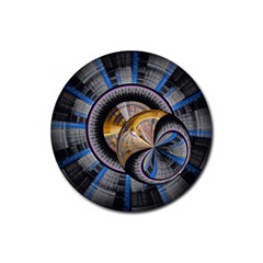 Fractal Tech Disc Background Rubber Coaster (round)  by Simbadda