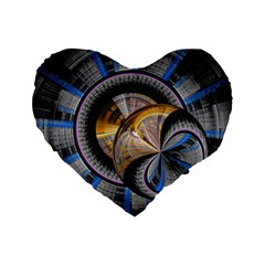 Fractal Tech Disc Background Standard 16  Premium Heart Shape Cushions by Simbadda