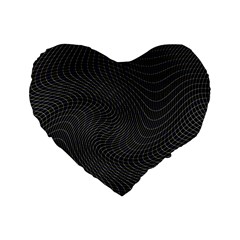 Distorted Net Pattern Standard 16  Premium Flano Heart Shape Cushions by Simbadda