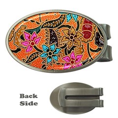 Colorful The Beautiful Of Art Indonesian Batik Pattern Money Clips (oval)  by Simbadda