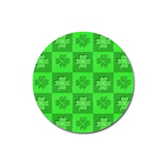 Fabric Shamrocks Clovers Magnet 3  (round) by Simbadda