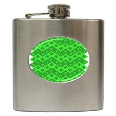Shamrocks 3d Fabric 4 Leaf Clover Hip Flask (6 Oz) by Simbadda