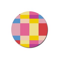 Colorful Squares Background Rubber Coaster (round)  by Simbadda