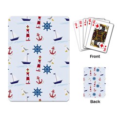 Seaside Nautical Themed Pattern Seamless Wallpaper Background Playing Card by Simbadda