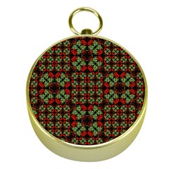 Asian Ornate Patchwork Pattern Gold Compasses by dflcprints