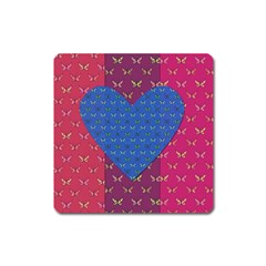 Butterfly Heart Pattern Square Magnet by Simbadda