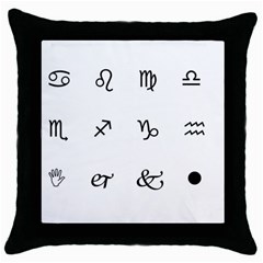 Set Of Black Web Dings On White Background Abstract Symbols Throw Pillow Case (black) by Amaryn4rt