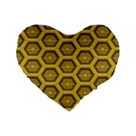 Golden 3d Hexagon Background Standard 16  Premium Flano Heart Shape Cushions Front