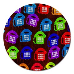 Grunge Telephone Background Pattern Magnet 5  (round) by Amaryn4rt