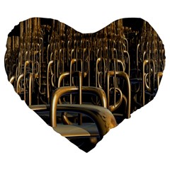 Fractal Image Of Copper Pipes Large 19  Premium Flano Heart Shape Cushions by Amaryn4rt