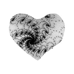 Fractal Black Spiral On White Standard 16  Premium Heart Shape Cushions by Amaryn4rt