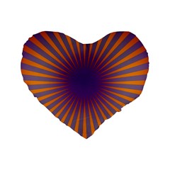Retro Circle Lines Rays Orange Standard 16  Premium Flano Heart Shape Cushions by Amaryn4rt
