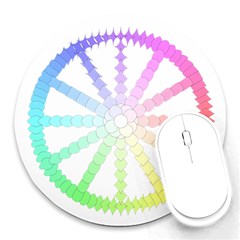 Polygon Evolution Wheel Geometry Round Mousepads by Amaryn4rt