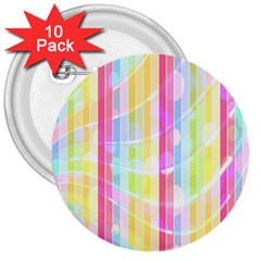 Colorful Abstract Stripes Circles And Waves Wallpaper Background 3  Buttons (10 Pack)  by Amaryn4rt
