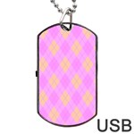 Plaid pattern Dog Tag USB Flash (Two Sides) Back