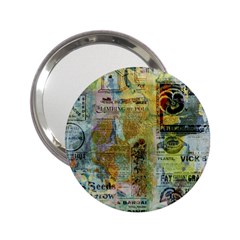 Old Newspaper And Gold Acryl Painting Collage 2 25  Handbag Mirrors by EDDArt