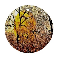 Summer Sun Set Fractal Forest Background Ornament (round) by Simbadda