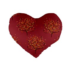 Beautiful Tree Background Pattern Standard 16  Premium Flano Heart Shape Cushions by Simbadda