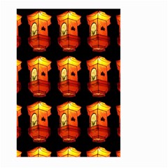 Paper Lanterns Pattern Background In Fiery Orange With A Black Background Large Garden Flag (two Sides) by Simbadda